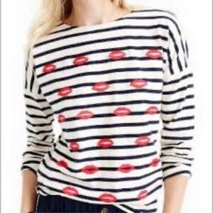⭐️J. Crew Embroidered Lips Stripe Top⭐️